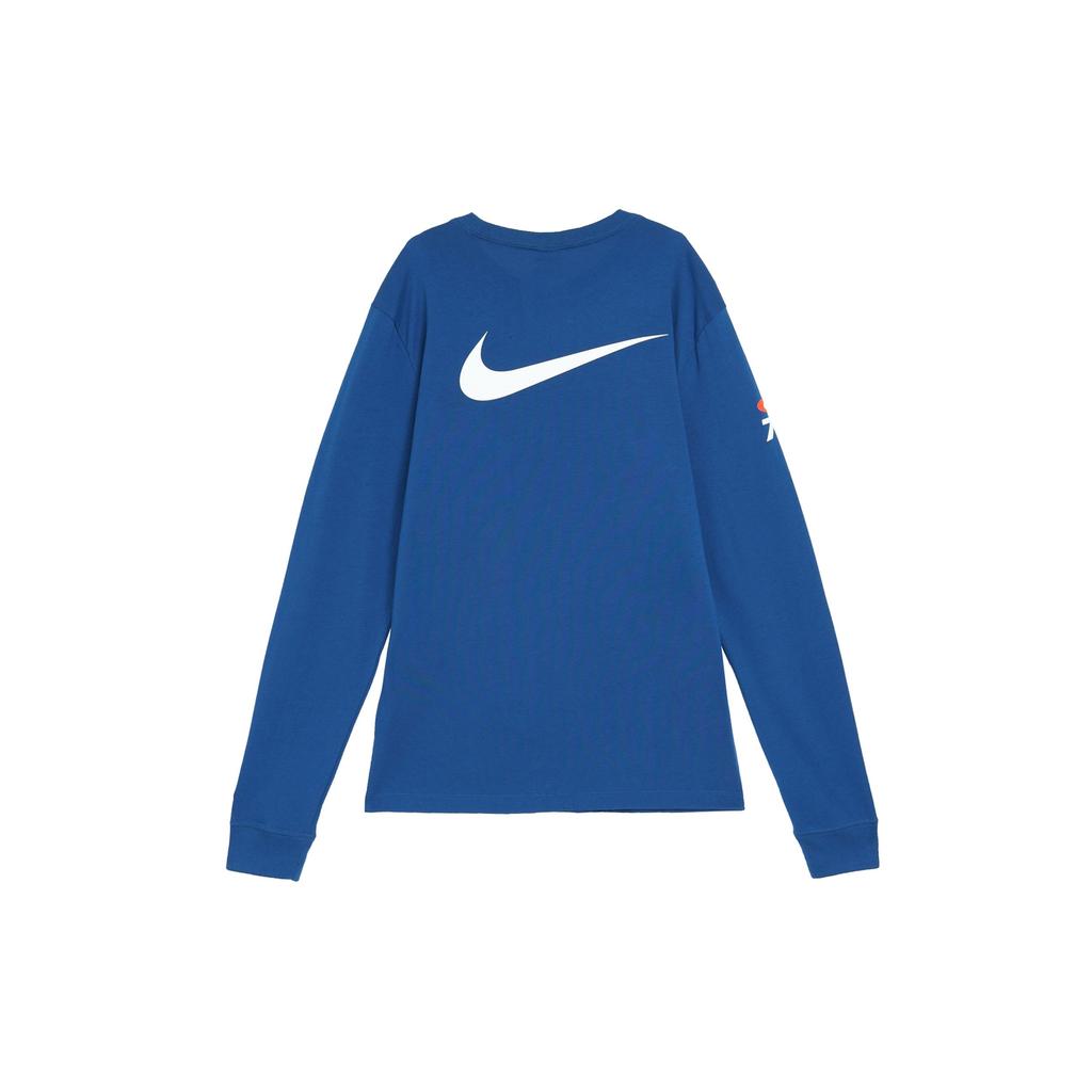 Nike Sportswear Logo Print Crew Neck Long Sleeve T-Shirt Men Tops Garden-Blue HQ1569-421
