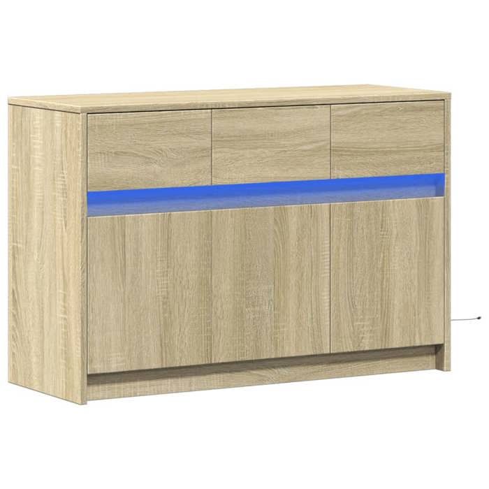 VidaXL Meuble TV avec LED chêne sonoma 91x34x61 cm bois d'ingénierie 852182