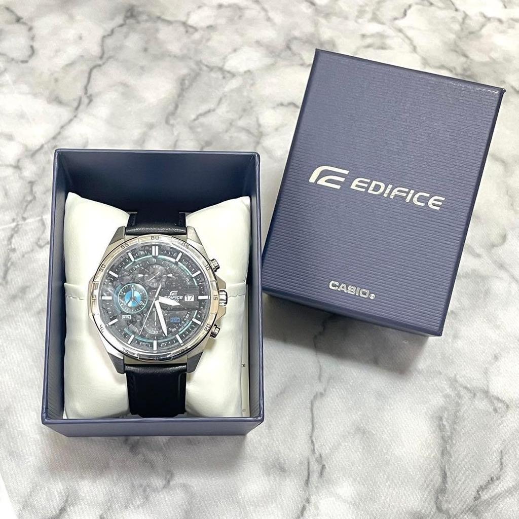 Used New CASIO EDIFICE Chronograph Watch Leather Strap