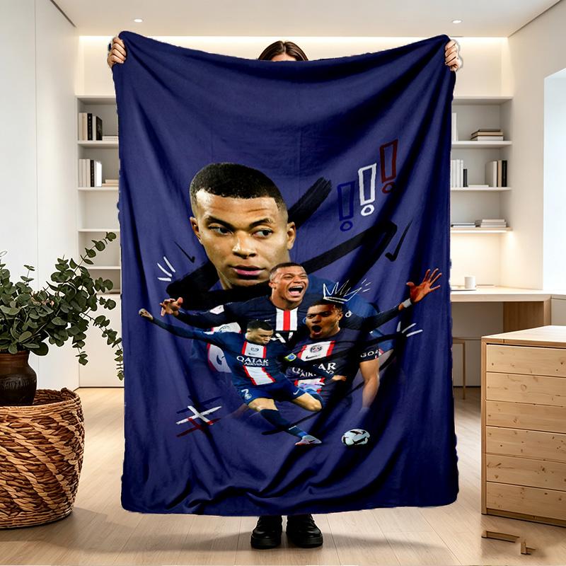 Kylian Mbappe Print Blanket - Soft & Comfortable, for Bedroom, Travel, Sofa, Home Decoration - Birthday Christmas Gift for Friend