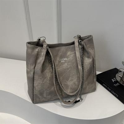 Bolso de gran capacidad para mujer, nuevo, moderno, de clase, para estudiante universitario, con cadena de textura, bolso tote para mujer, para ir al trabajo