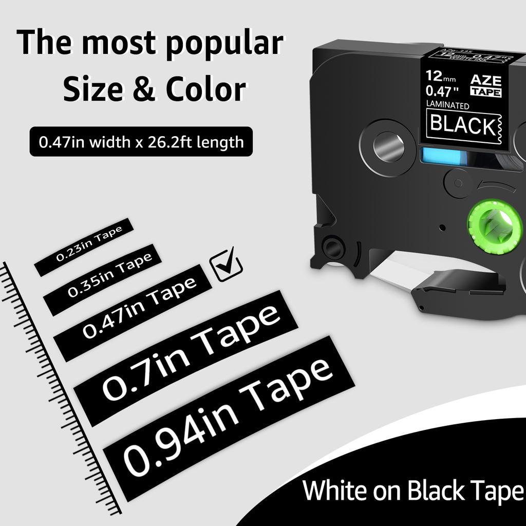 5 PK Compatible Brother TZe-335 12mm Label Tape Laminated White On Black Cartridge Cassette for P-Touch PT-1000 PT-H101C PT-H105