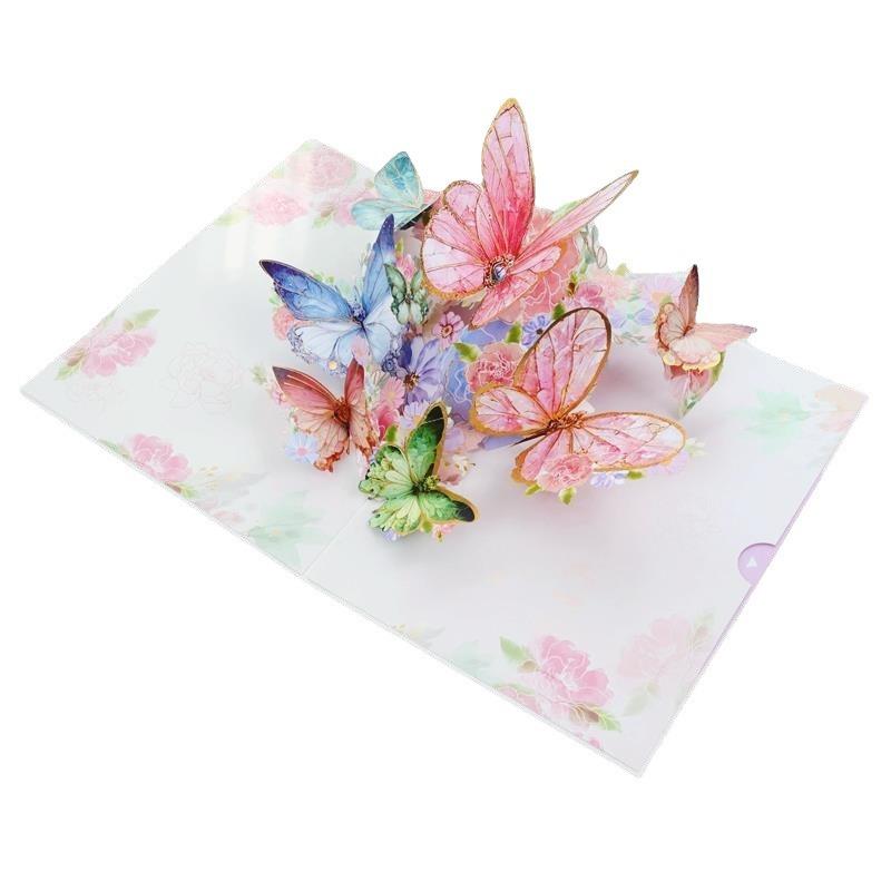 Creative Birthday Festival Universal Three-dimensional Greeting Card Butterfly Flowers Father's Day 3D Card High-end Teacher's Day Gift