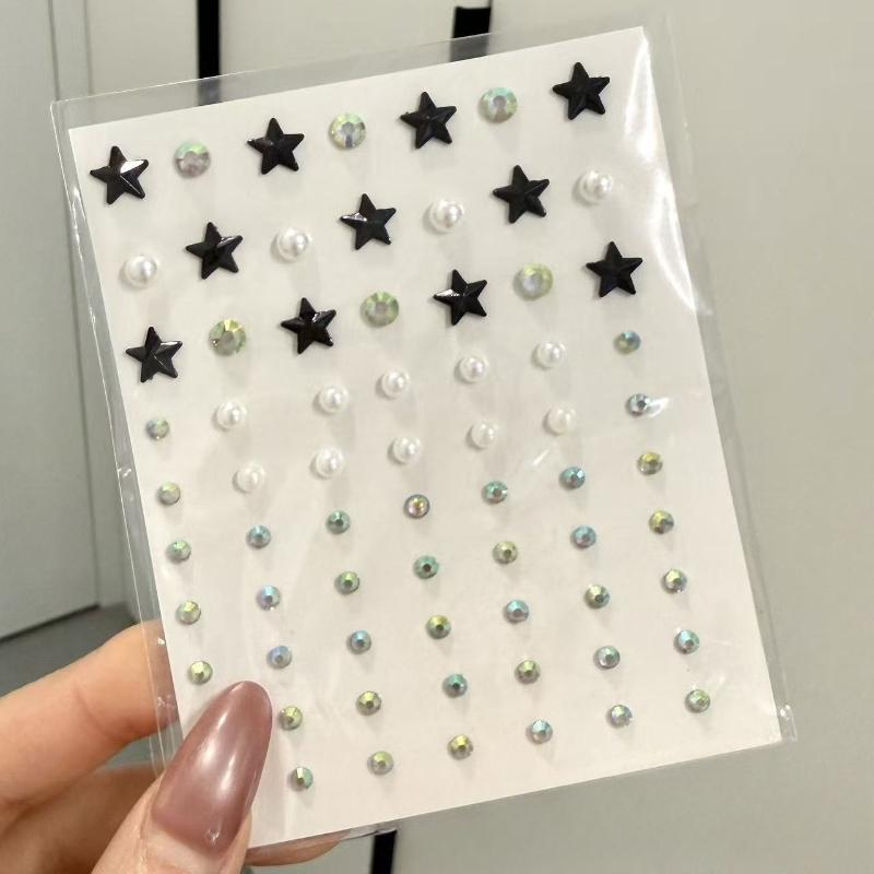 Vackra Glänsande Kristall Strass Pärla Stjärna 3D Klistermärken Scrapbok Telefonfodral DIY Dekorationer Dansuppvisning Smink Ansiktsklistermärken