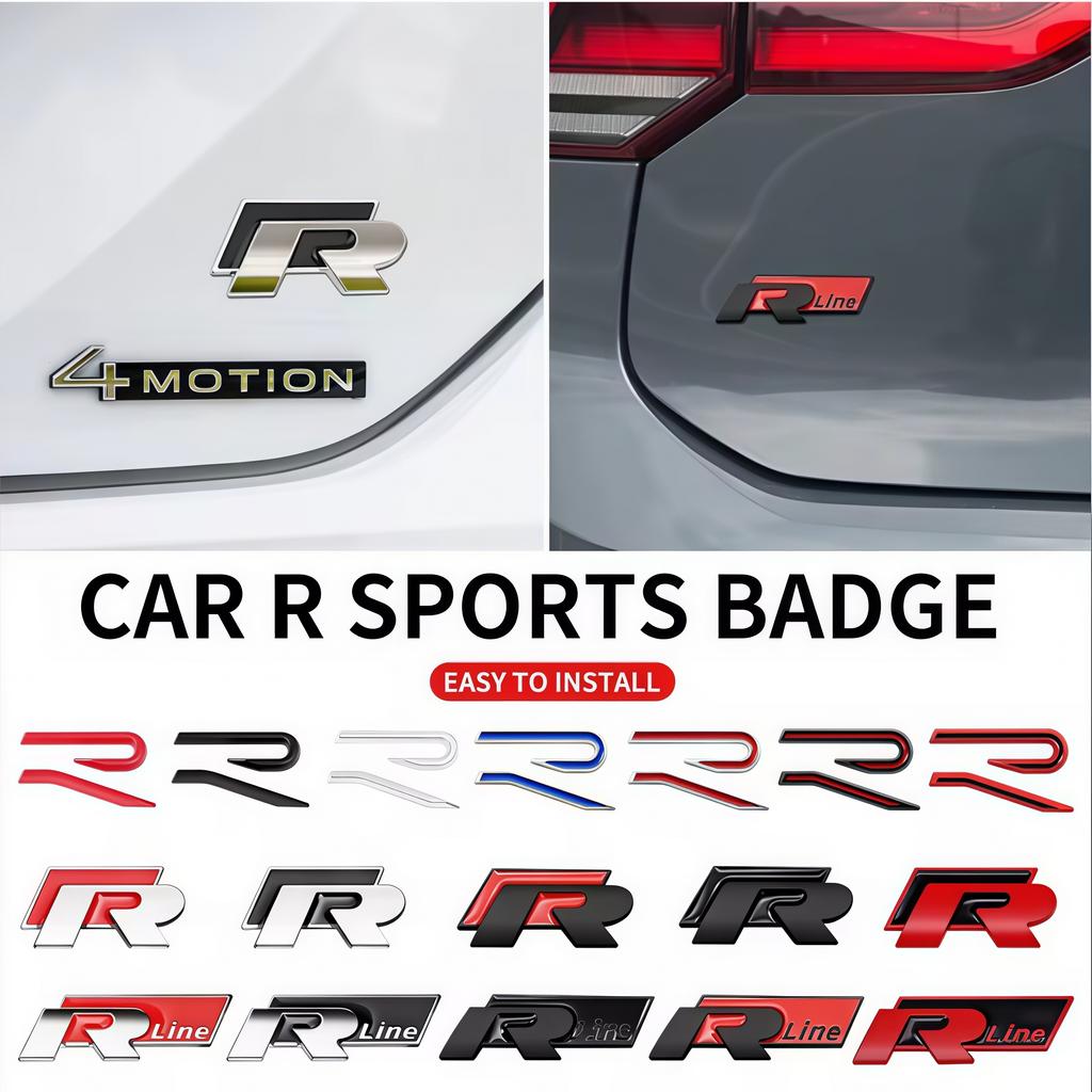 Autocollant Emblème Logo R RLine en Métal 3D Autocollant Emblème Coffre Arrière de Voiture Accessoires de Style Extérieur de Voiture de Haute Qualité