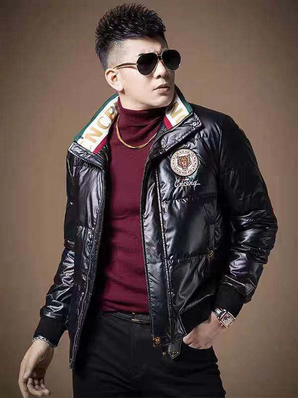 Giacca Invernale da Uomo Trendy Europea con Collo Rialzato - Calda, alla Moda, con Piuma d'Anatra Bianca, Stile Coreano