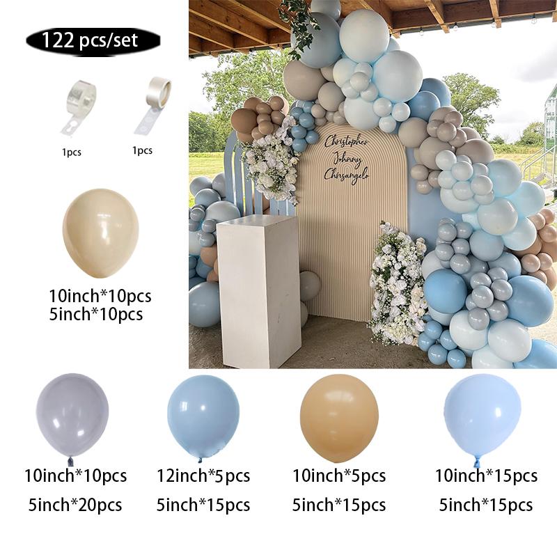 Pastel Light Blue White Sand Beige Balloon Garland Arch Kit Boy Baby Shower Gender Reveal Wedding Party Birthday Decoration