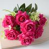 7-Head Artificial Rose Realistic Fake Flower Bouquet Home Office Wedding Party Indoor Outdoor Faux Bloom Table Centerpiece Decoration
