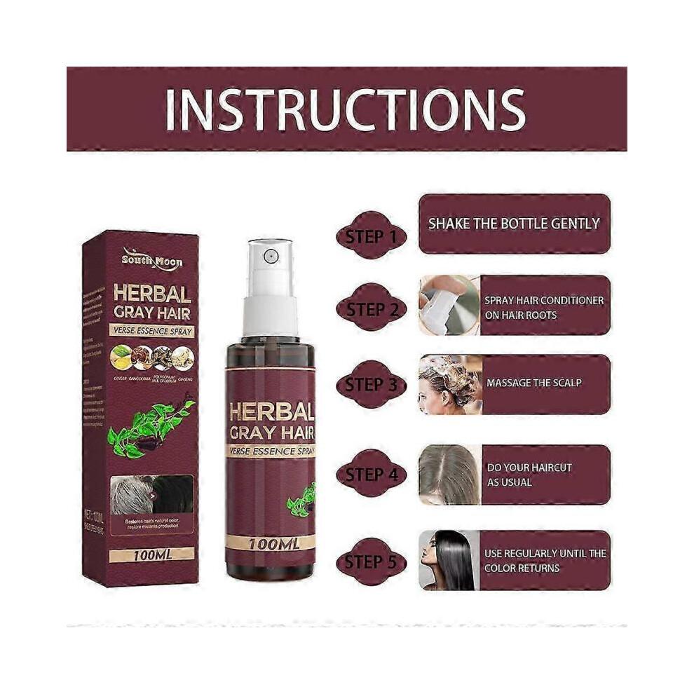 2025 1/2/3PCS Herbal Grey Hair Spray Quick Effect Gentle Natural Herbal Remove Grey Hair 100ml