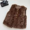 Girls' 2025 Autumn/Winter Stylish Korean Faux Fur Vest & Jeans Set