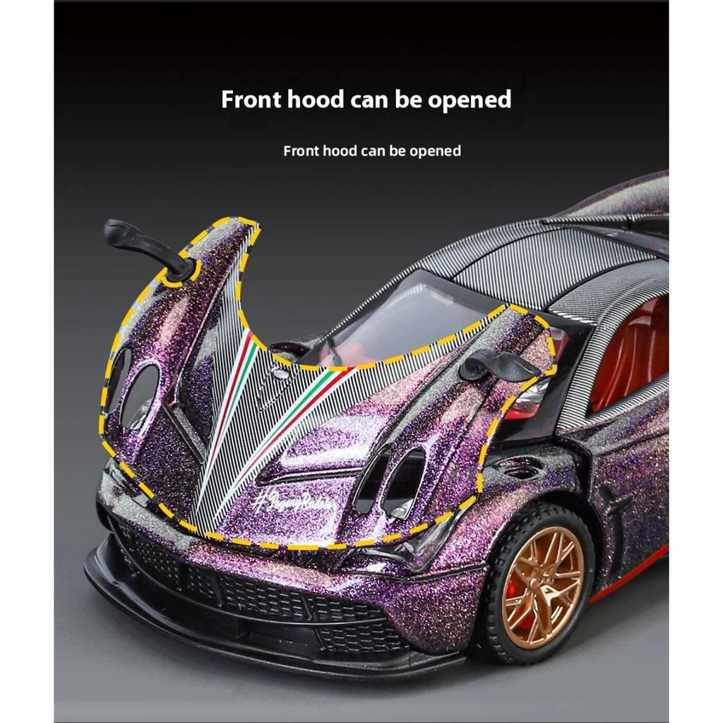 1/32 Scale Pagani Huayra BC Model Diecast Metal Racing Car Vehicle Model Simulation Sound and Light Children Toy Gift