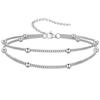 European-American Layered Embossed Round Pendant Anklet - Women's Double-Layer Beaded Chain Foot Jewelry for Summer Beach.