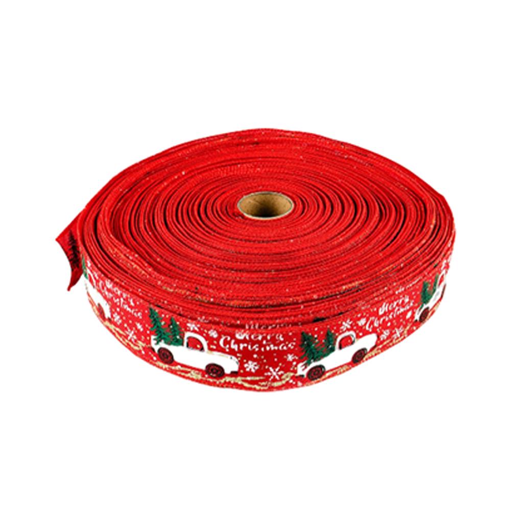 1 Roll Christmas Ribbon Wedding Xmas Tree Decoration Glittery Printed Gifts Packing Flower Banquet DIY Art Handicrafts Band