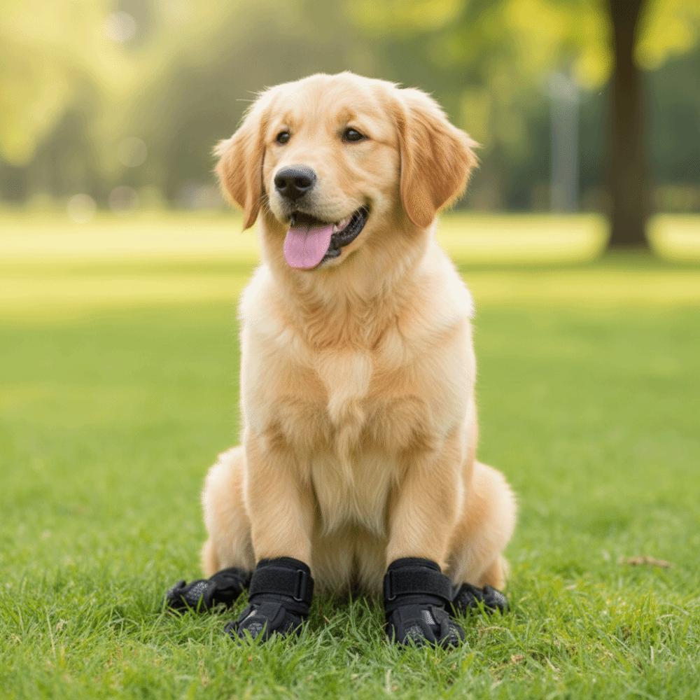 4pcs/set Adjustable Dog Anti-Slip Shoes Comfortable Self Adhesive Pet Foot Covers Breathable Wear-Resistant Dog Walking Shoes