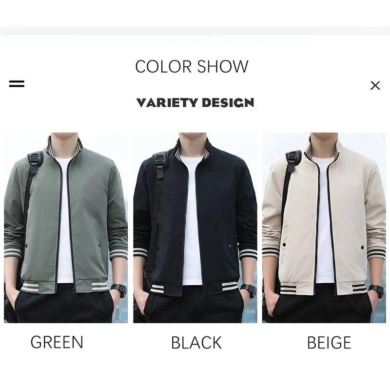 Spring and Autumn Jackets for Men Long Sleeve Regular Coats Men Jacket Solid Daily Casual Bomber Jacket