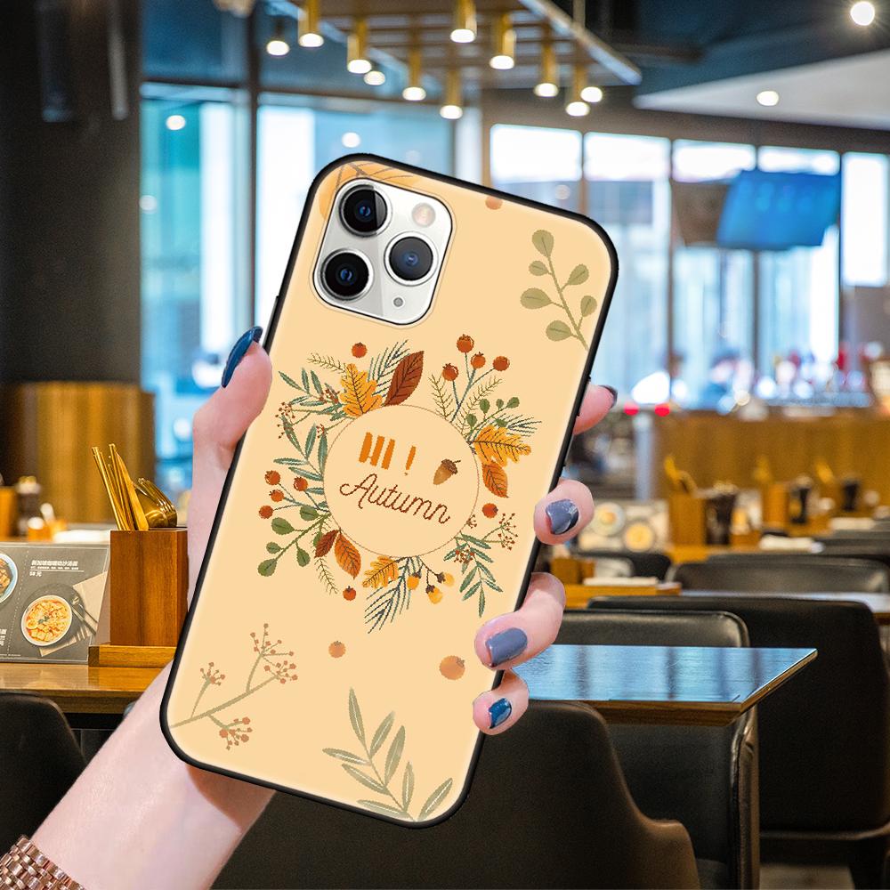 Husă de telefon pentru Apple IPhone 13 12 11 Mini Pro MAX SE X XS XR 8 7 6 S Plus Husă neagră Etui Luxury Impermeabil Dovleci de toamnă