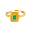 CARLIDANA New Arrival Stone Ring Jewelry Gold Plated Stainless Steel Square Natural Stone Open Adjustable Ring for Women
