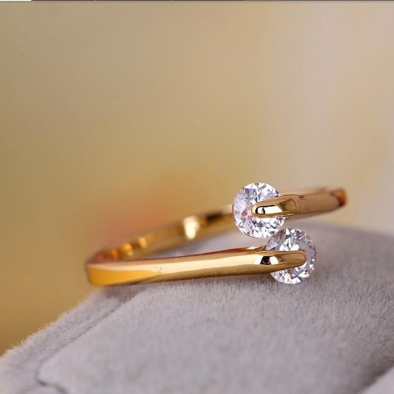 Elegant Fashion Women 18k Gold Plated Crystal Bridal Engagement Ring Various Sizes