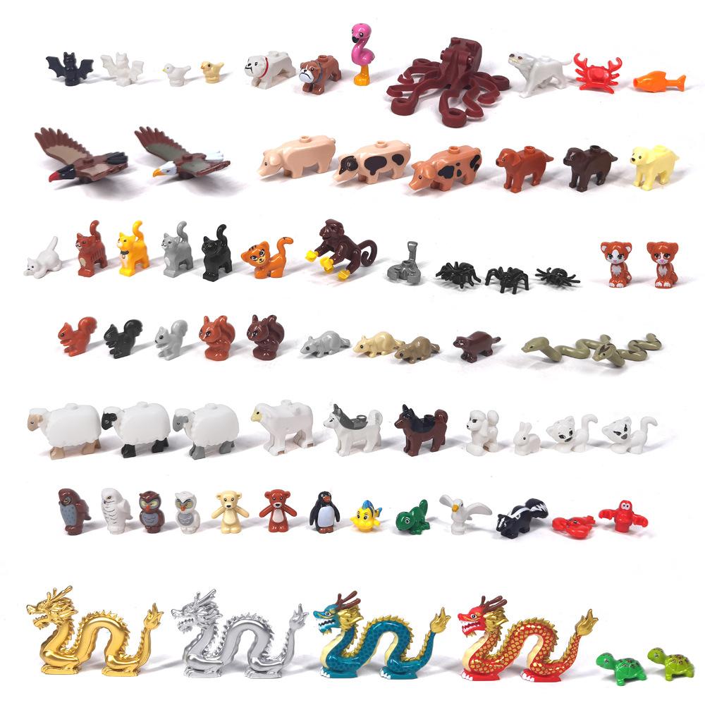 Compatible Mosaic Building Block Toy Goat Seagull Penguin Fish Sheep Animal Print Farm Diy Parts