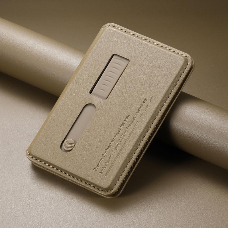 Adjustable Viewing Angle Phone Stand Card Storage Foldable Design Magnetic Backing PU Leather Construction