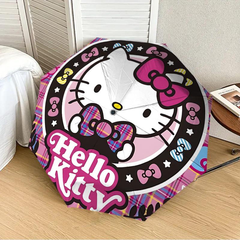 

1pc Hello Kitty [Automatic Folding Umbrella] Durable Iron Frame & Rod, Portable Folding, All Seasons, Home Travel Outdoor, Makes a Great Holiday Gift