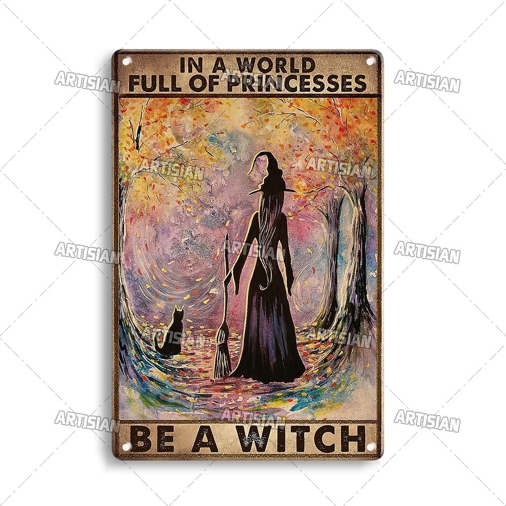 Artisian Halloween Metal Plaque Witches Tin Sign Girl Decorative Plate Wall Decor Garage Bar Pub Club Hotel Kitchen Home