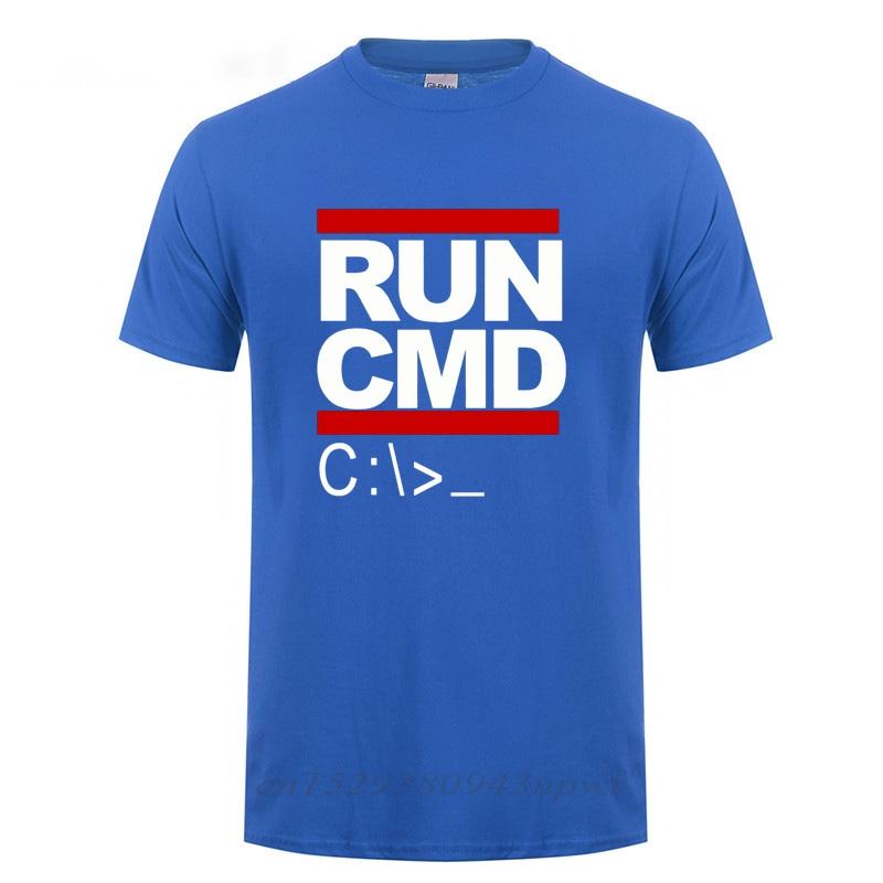Run Cmd Computer Programmer Tshirts Funny Birthday Gift For Man Boyfriend Husband Summer 2023 Short Sleeve Cotton T-Shirt