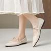 Soft Sole Flats Women's Fashion Rivet Buckle Straps Mary Jane Shoes Elegant Pointed-toe Pumps Lady Microfiber Leather Work Shoes