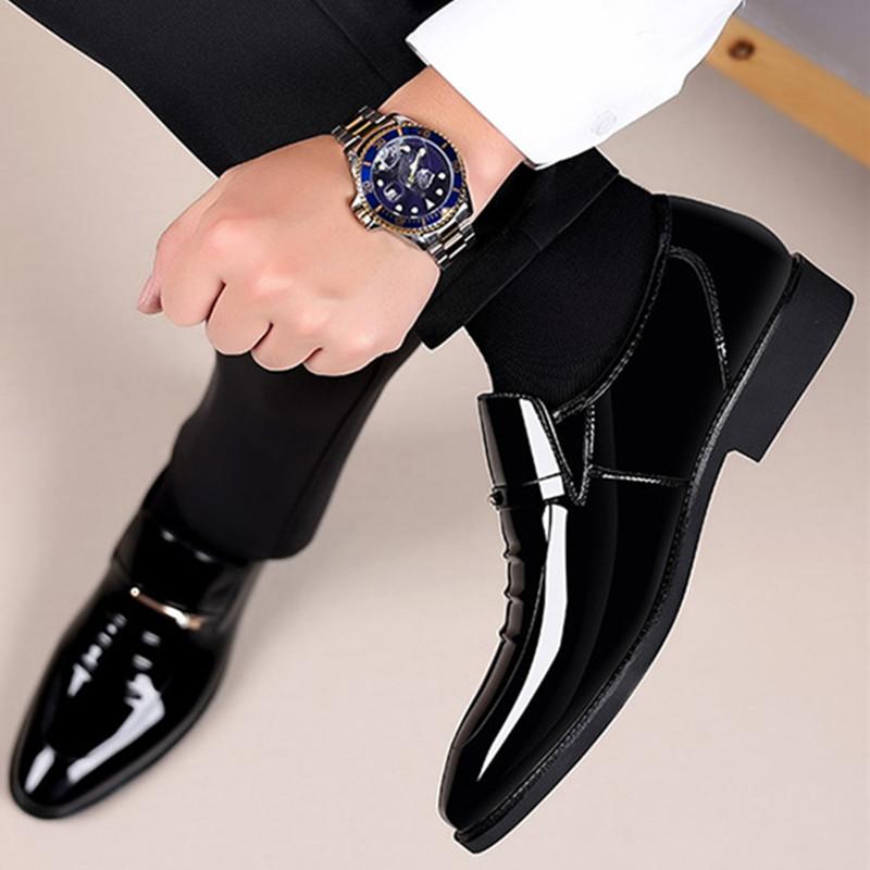 FashionLeather Gentleman Stress Shoes Men slip on Business Driving Shoes Handmade Loafers chaussure Party Flats Dress Shoes big size 49