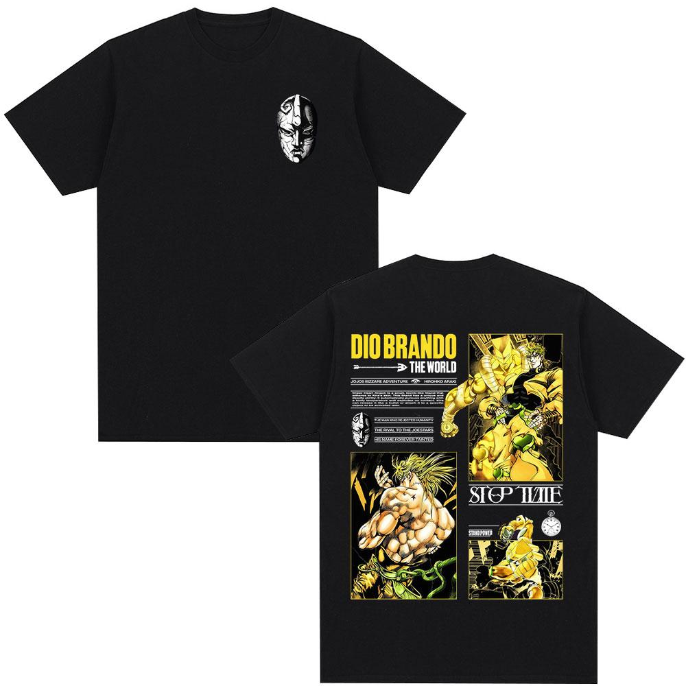

Anime Jojo Bizarre Adventure Dio Brando The World T Shirts Unisexs Women Casual Cotton Y2K Short Sleeves Oversized Tees Streetwear L