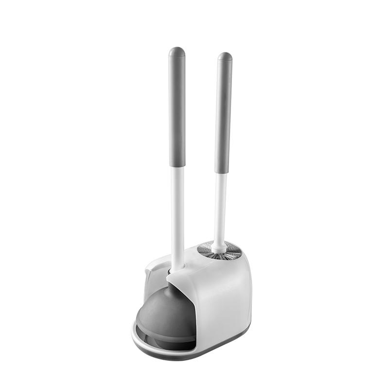 Silicone Toilet Bowl Brush and Plunger Set with Holder for Bathroom Cleaning