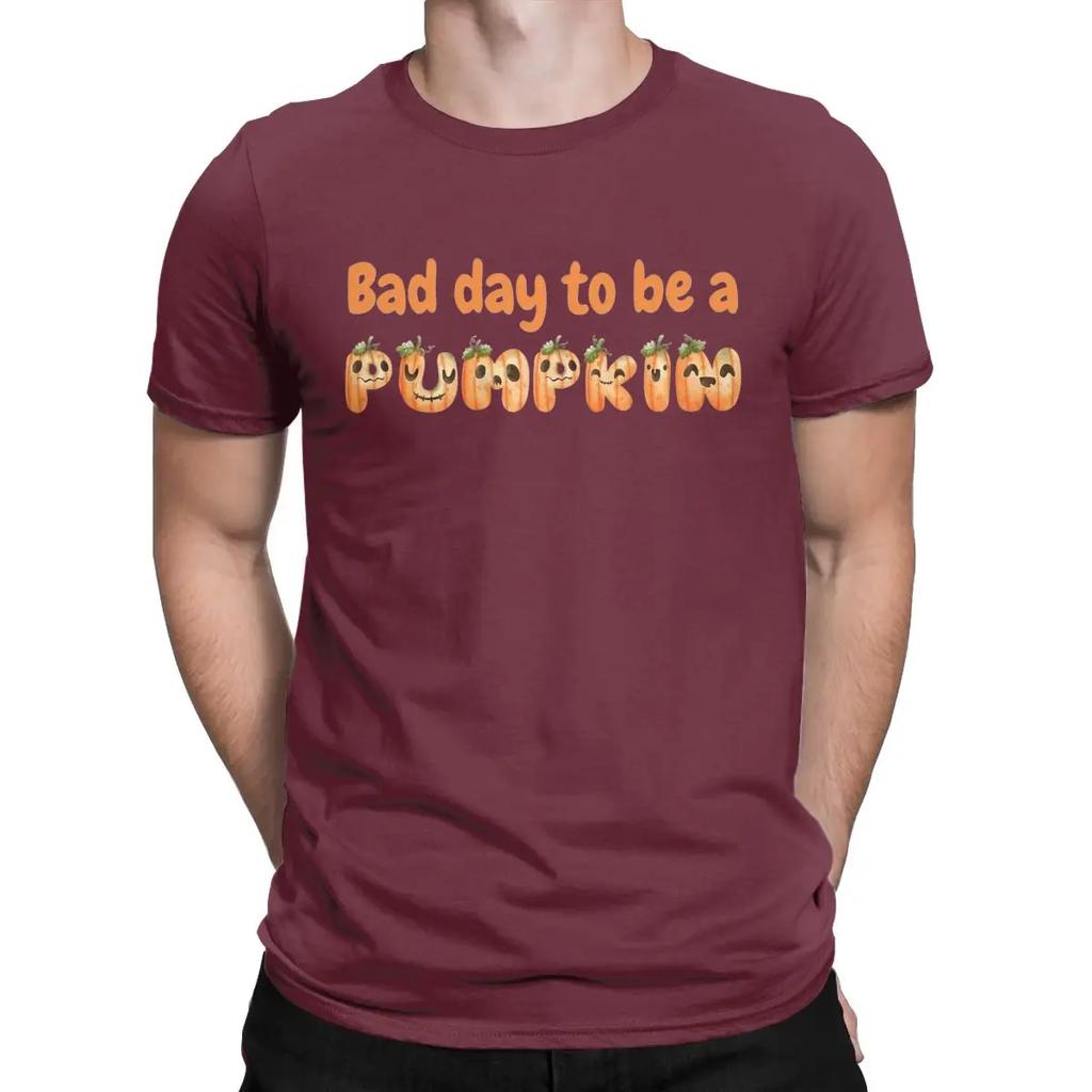 Men Bad Day To Be A Pumpkin Cute Halloween T Shirts Trick or Treat Cotton Clothes Funny Short Sleeve O Neck Tees Adult T-Shirt