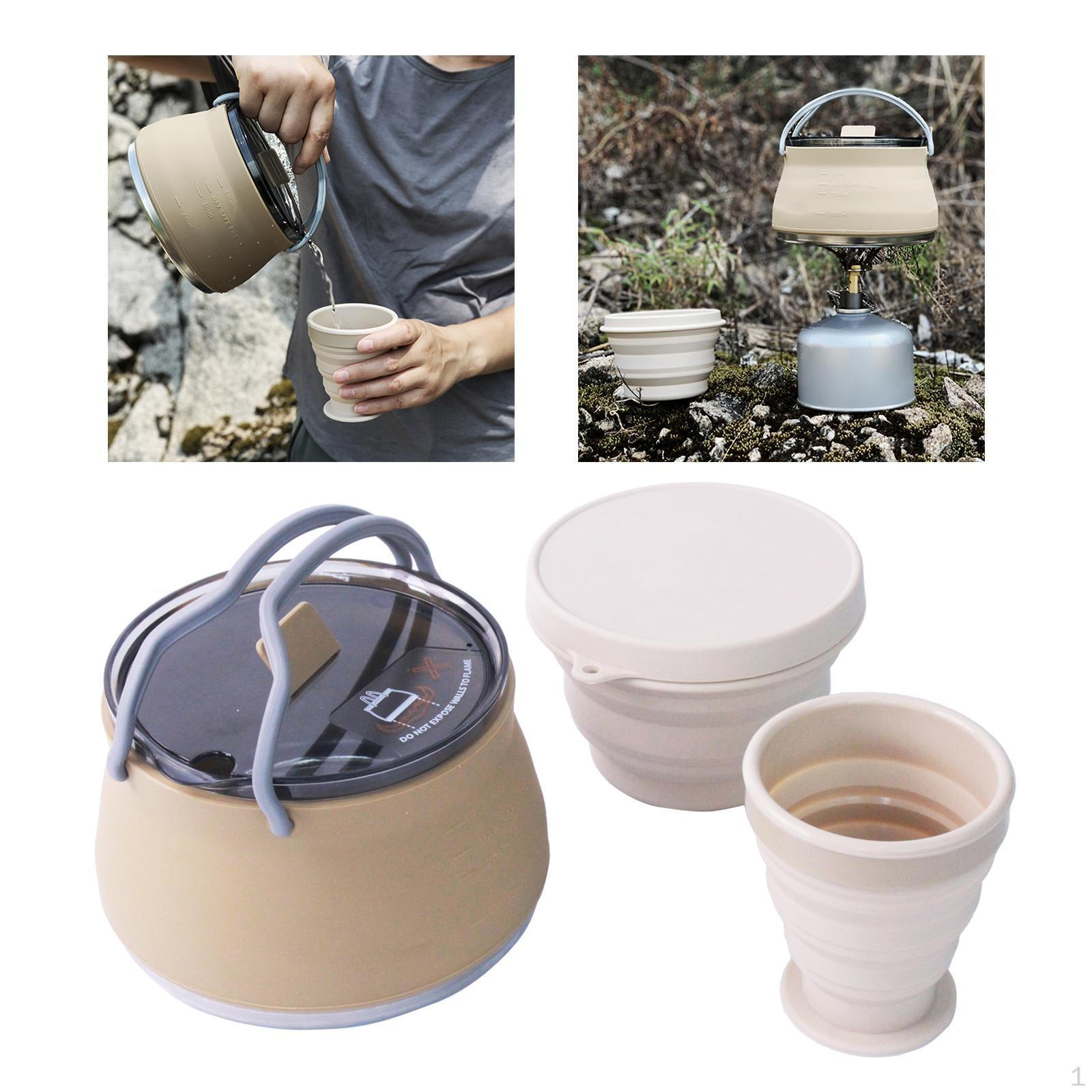 

Походный чайник Чайник Силиконовый кофейник для путешествий Рыбалки хаки