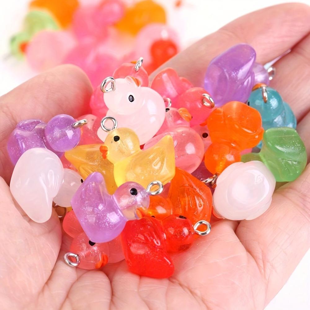 20Pcs Random Mix Colorful Luminous Duck Charms Cute Animal Pendants For Jewelry Making Diy Necklace Bracelet Earrings Key Chain