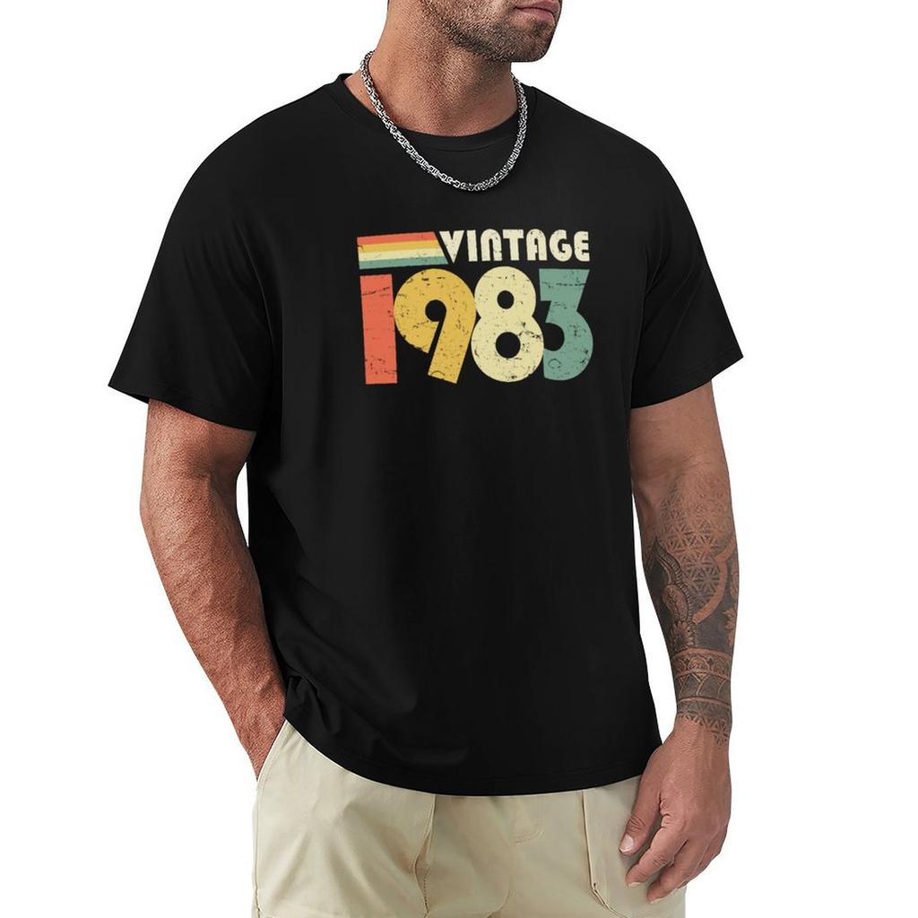 Vintage 1983 40th Birthday Gift Distressed Design TShirt Graphic T Shirts Short Tshirt Mens Plain T Shirts