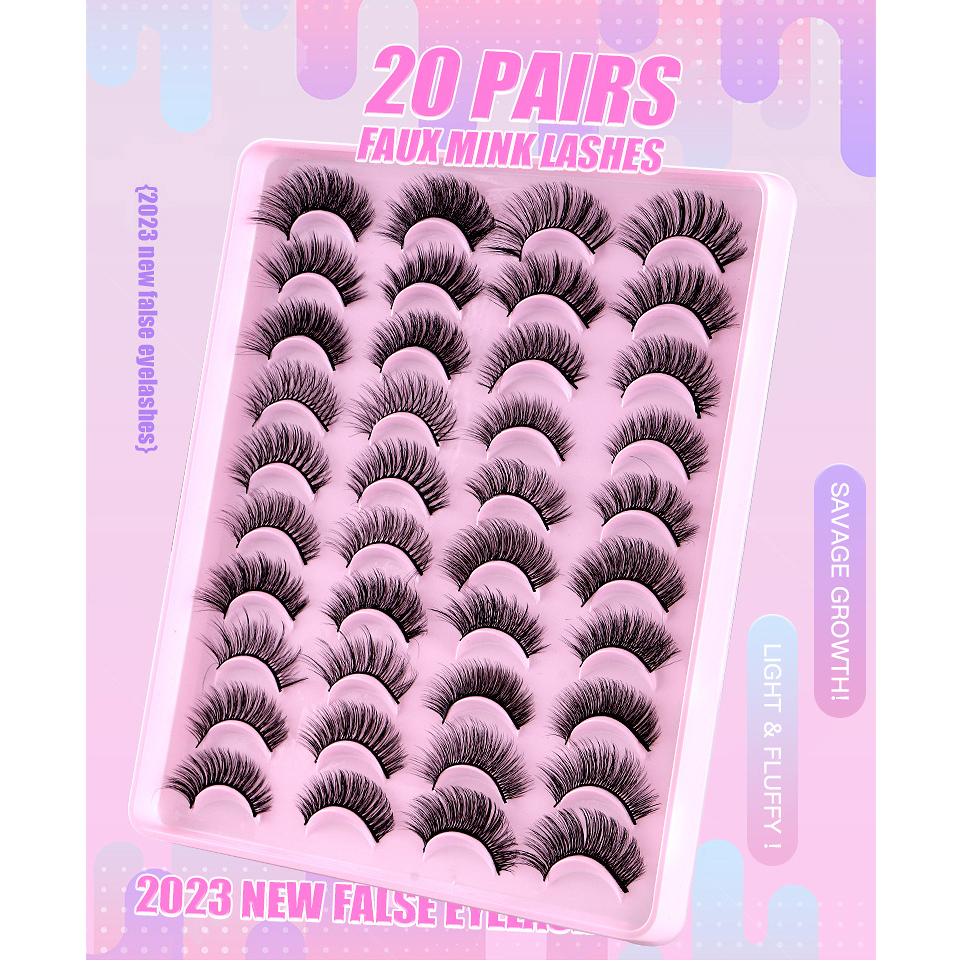 20 Pairs 3D Faux Mink Lashes Natural False Eyelashes Dramatic Volume Fake Lashes Artificial Natural Eyelash Extension Makeup