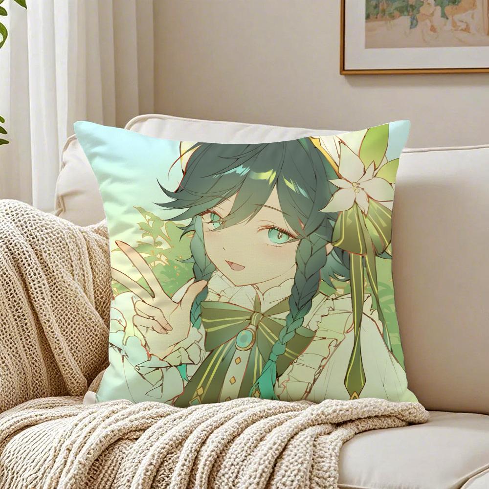 Popular Genshin Impact Venti Pillow Cushion Cover Pillowcase Anti-Dustmite Living Room Sofa Decor Cushion Room