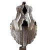 2025 Retro-Spitzenkleid mit Stehkragen, Trompetenärmeln und Schwalbenschwanzrock