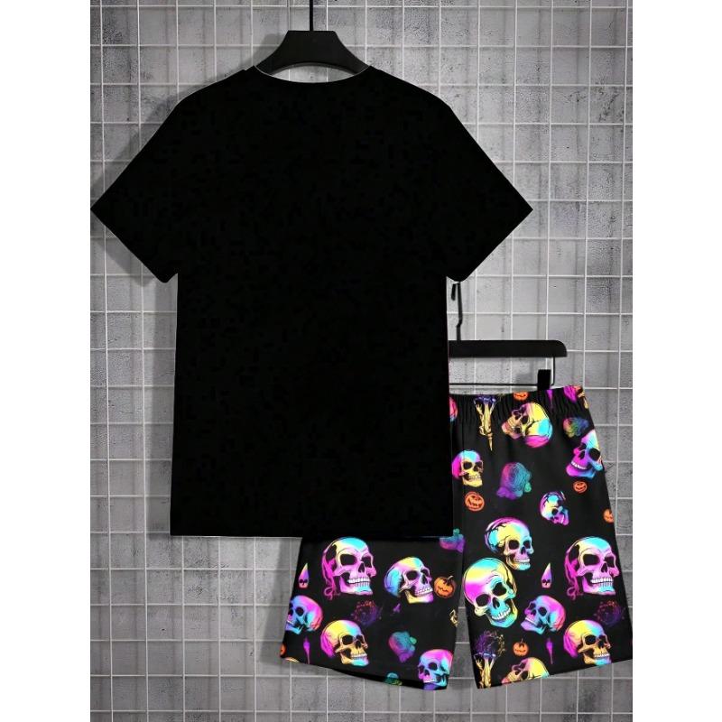 Summer Men's Short-Sleeved Shorts Set with 3D Pattern Printing - Street Casual Fashion Comfortable and Soft