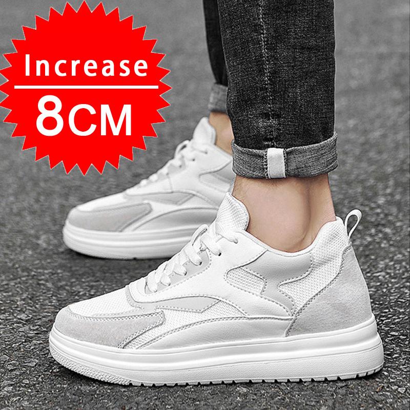 Neue Herren Trendige Leder Sneaker Erhöhungsschuhe Unsichtbar Atmungsaktiv Höhensteigernde Schuhe 8cm 10cm Lässige Mode Leichte Sneaker