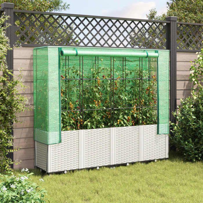 VidaXL Raised Planter with Rattan-Look Cover 160x40x153 Cm, Raised Garden Planter, Raised Flower Box, 4015845