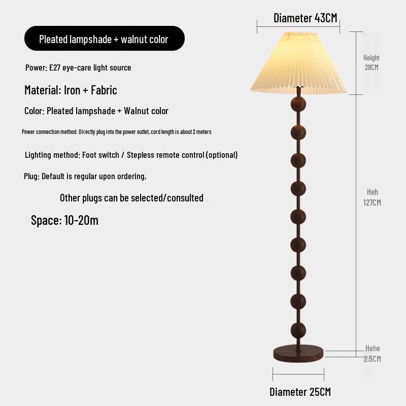 OEING Vintage Pleated Floor Lamp