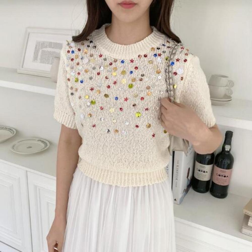 New Arrivals Open Run Dotelu Women Sweater Color Spring Round Bead Shine
