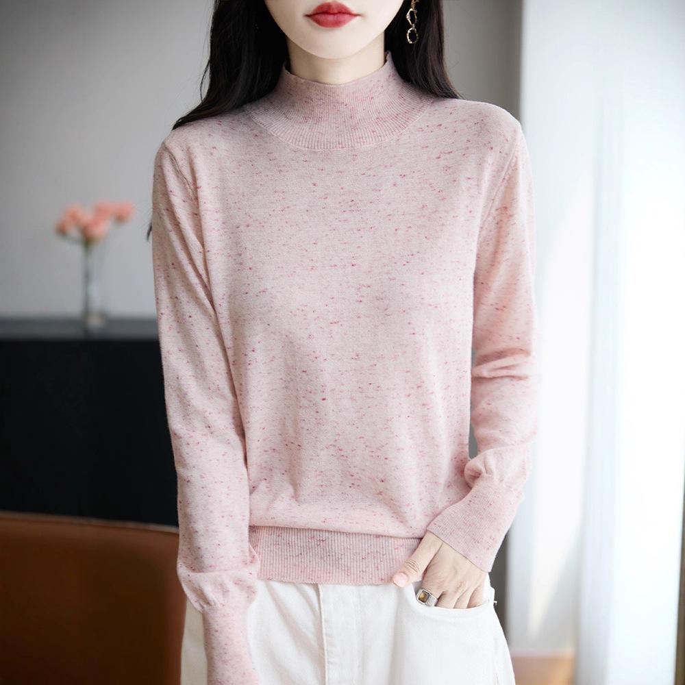 Soft and Soft Base Knitted Sweater for Autumn and Winter New Semi-high Neck Loose Inner Layer Sweater for Women