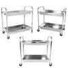 Metal Mobile Food Rolling Cart with Handle and Wheels Mobile Dining Car Trolley for Kitchen Restaurant Hospital Lab and Hotel