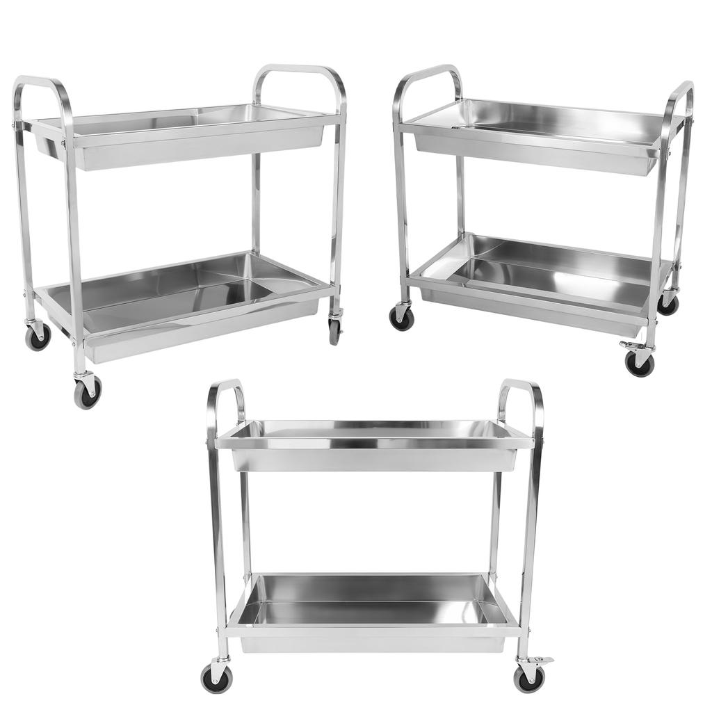 Metal Mobile Food Rolling Cart with Handle and Wheels Mobile Dining Car Trolley for Kitchen Restaurant Hospital Lab and Hotel