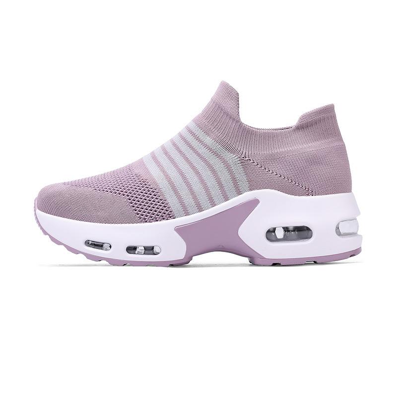 Large size women's shoes lace-up air cushion fly-woven sports shoes fashion rocking shoes casual shoes versatile socks shoes