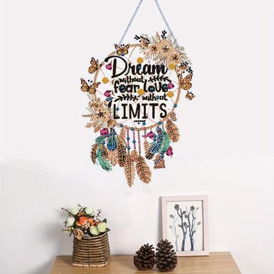 1Pc 5D Acrylic DIY Material Kit Dreamer Butterfly Dream Catcher Diamond Painting Door Hanging Wall Hanging