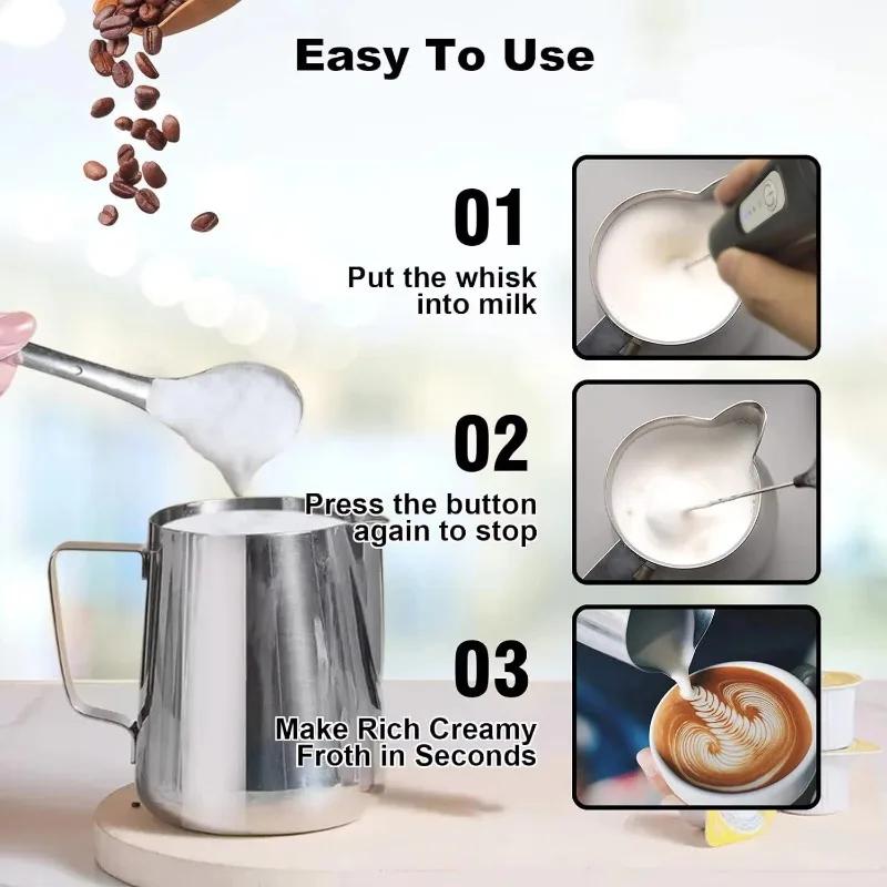 MINI Milk Frother USB Rechargeable 3 Speeds Foam Maker Coffee Whisk Mixer Electric Handle Blender Egg Beater Hot Cooking Tools
