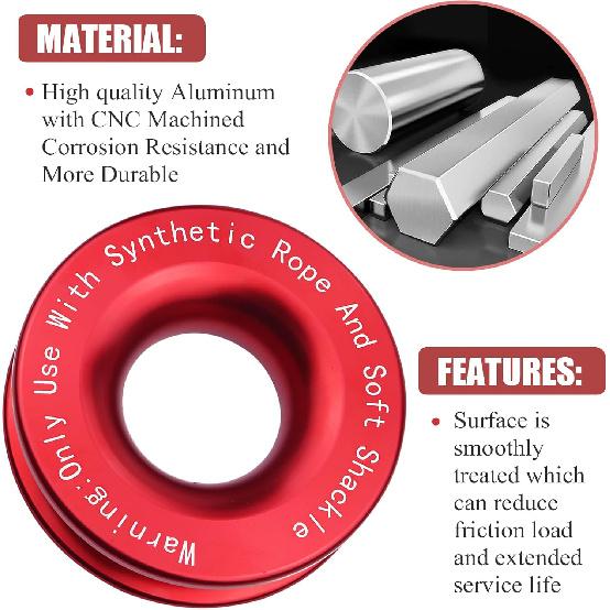 Recovery Ring 66,000 Lbs For Winch Snatch Compatible For SUV UTV ATV Off-Road Vehicle And Truck Pulley Towing Ring For Synthetic Rope And Soft